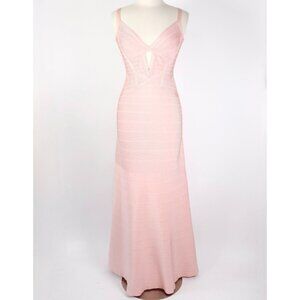 HERVE LEGER sz M Dress Gown Cambria Bandage Cut out Pink